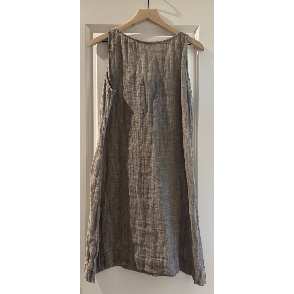 Eileen Fisher Organic Linen Gauze Tunic Tank Top Brown Gray Sleeveless Medium - Picture 4 of 8